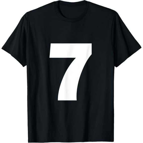 Number 7 Big Bold White Seven Numeral Group T-Shirt