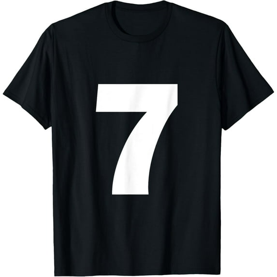 Number 7 Big Bold White Seven Numeral Group T-Shirt