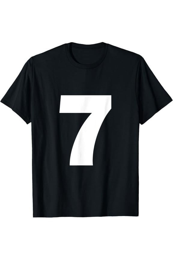 Number 7 Big Bold White Seven Numeral Group T-Shirt