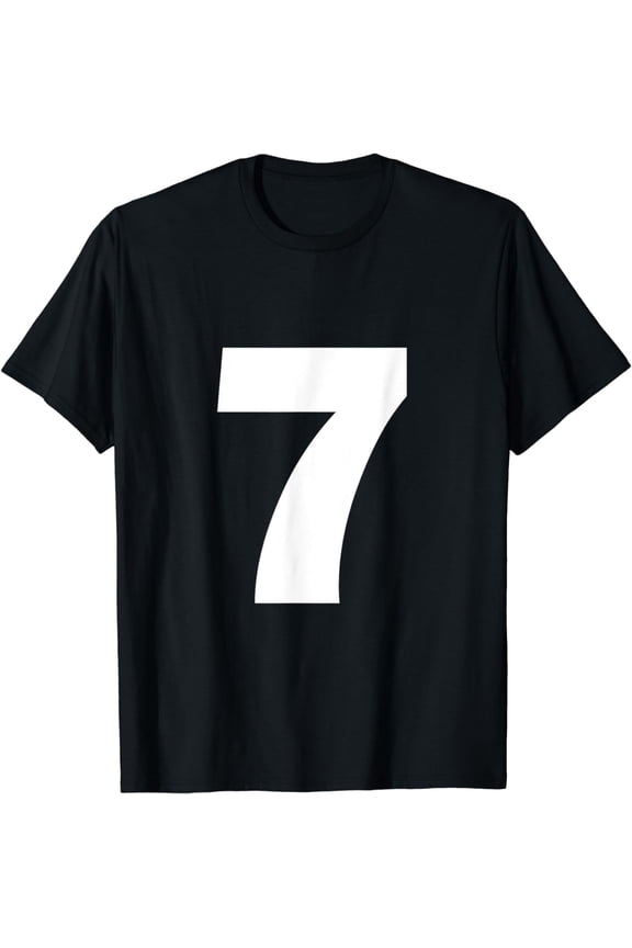 Number 7 Big Bold White Seven Numeral Group T-Shirt