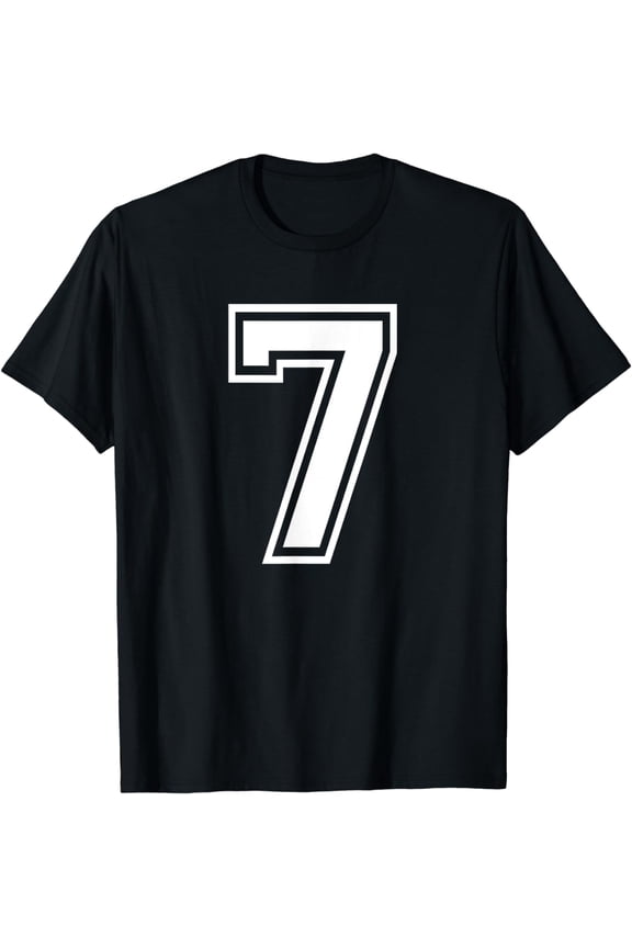 Sporty Numbers Team Sports Jersey Number 7 Birthday Gift Sports Player Team Numbered Jersey T-Shirt。