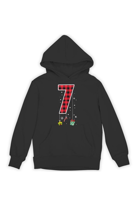 Number 7 Meme Saying 6 7 Six Seven Funny Christmas Red Plaid Gen Z Slang Gift Hoodie, for men & women, up to size 5XL