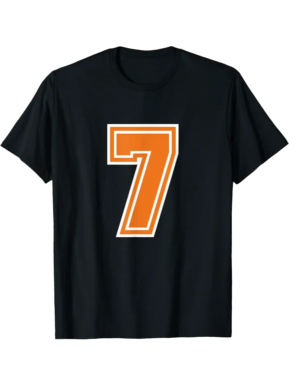 Number 7 Orange Varsity Sports Team T-Shirt , Vintage T-Shirt