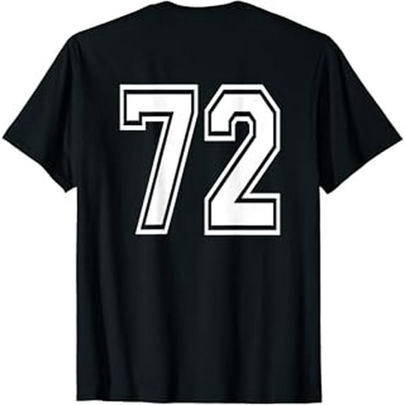 Number 72 Shirt Sports Player Number BACK of Shirt only T-Shirt