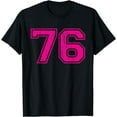thumbnail image 1 of Number 76 Varsity Distressed Vintage Sport Team Player's T-Shirt, 1 of 3