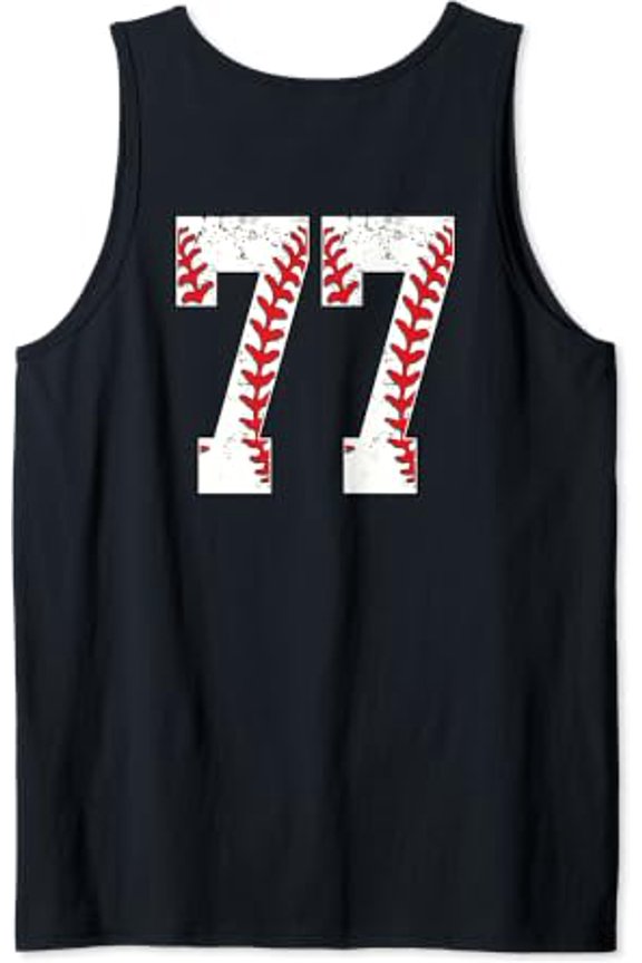 Number 77 Baseball Jersey Number 77 Print On Back Tank Top Size S-3XL