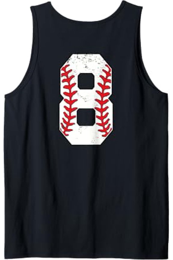 Number 8 Baseball Jersey Number 8 Print On Back Tank Top Size S-3XL