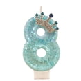 thumbnail image 1 of Number 8 Birthday Candle Glitter Crown Cake Topper for Anniversary Celebration Party Decoration with Rhinestone Tiara Accent, Light Blue, 1 of 5