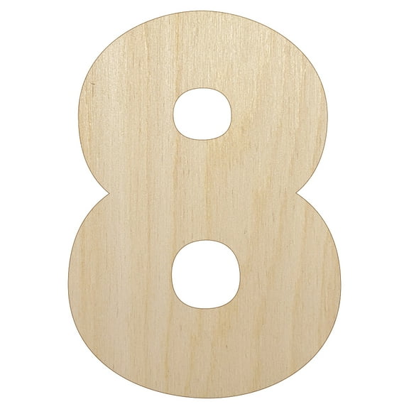 Number 8 Eight Fun Bold Font Wood Shape Unfinished Piece Cutout Craft DIY Projects - 6.25 Inch Size - 1/4 Inch Thick
