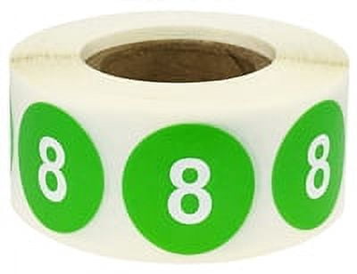 Number 8 Inventory Hot Green & White Label Stickers | 0.75
