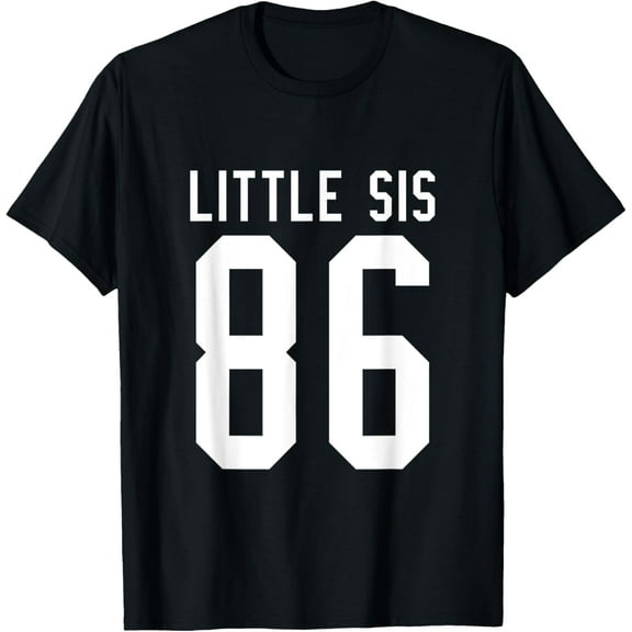 Number 86 Little Sis Biggest Fan Football Game Day Sister T-Shirt