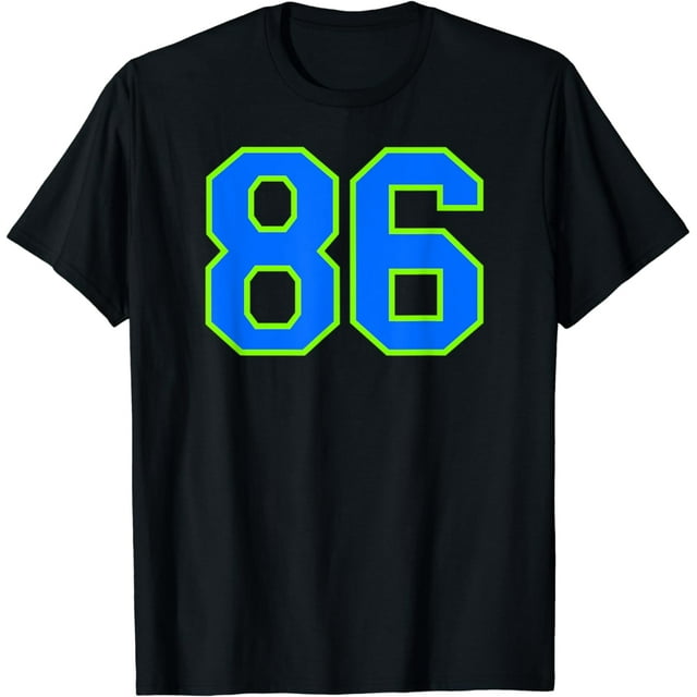 Number #86 Sports Jersey Uniform Blue Green Lucky Number T-Shirt ...