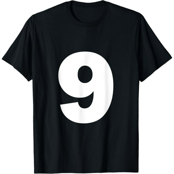 Number 9 Big Bold White Nine Numeral Group T-Shirt