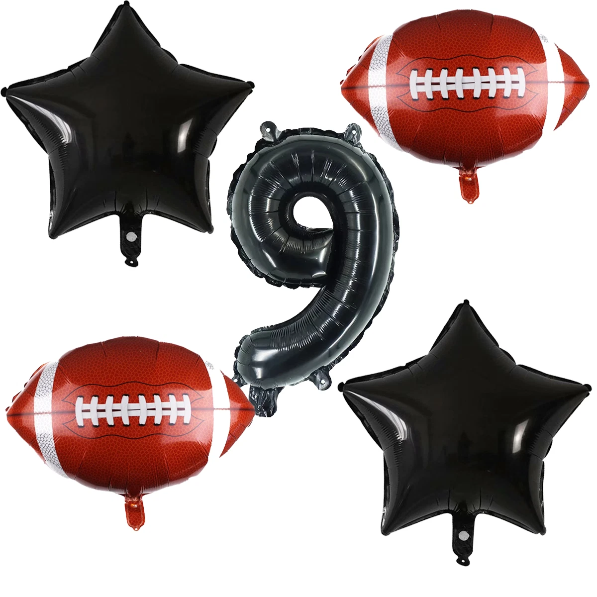 Number 9 Football Party Balloons Black Red Star Birthday Decor Balloons