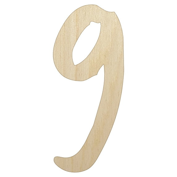 Number 9 Nine Felt Marker Font Wood Shape Unfinished Piece Cutout Craft DIY Projects - 6.25 Inch Size - 1/8 Inch Thick
