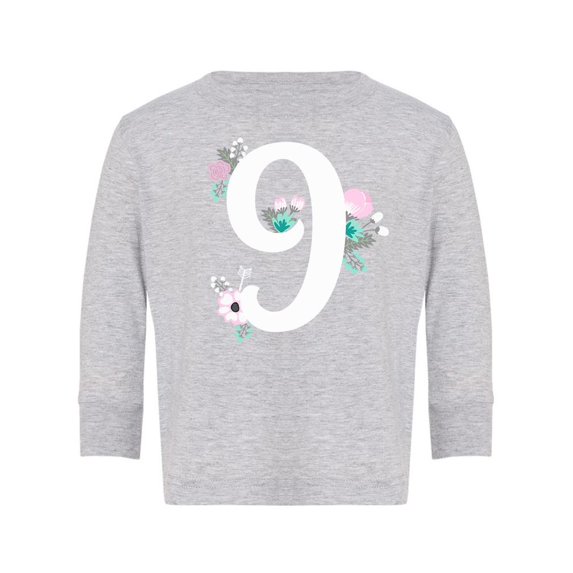 Number 9 With Flowers Long Sleeve Toddler -Image by Shutterstock, 5 Toddler