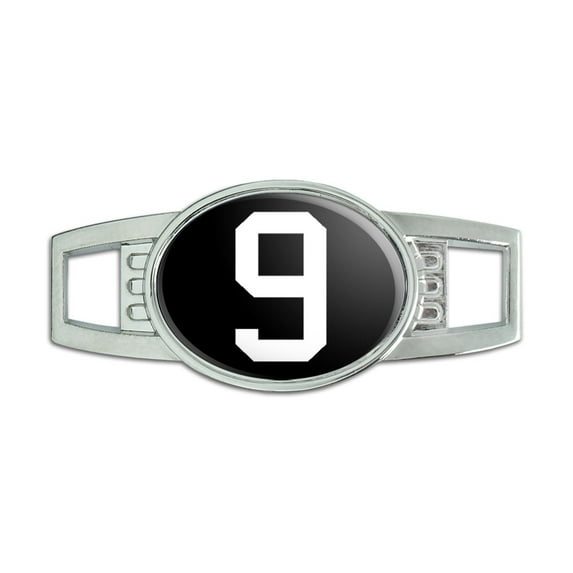 Number 9 on Black Oval Slide Shoe Charm - No. 1