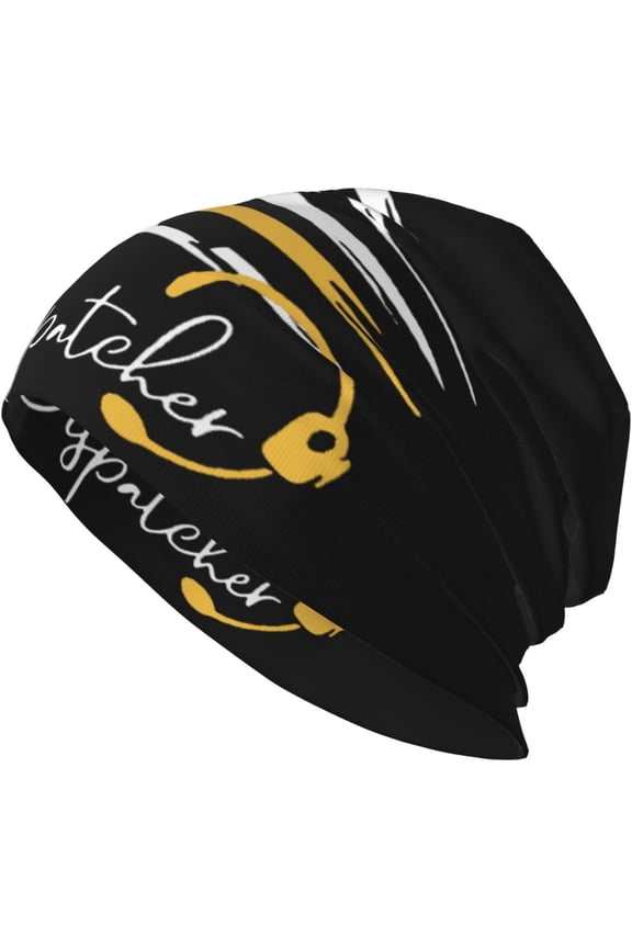 Number 911 Dispatcher Thin Gold Yellow Line Dispatch American Flag Beanie Hat Men Women Stretch Slouchy Warm Skull Knit Beanies Cap for Winter