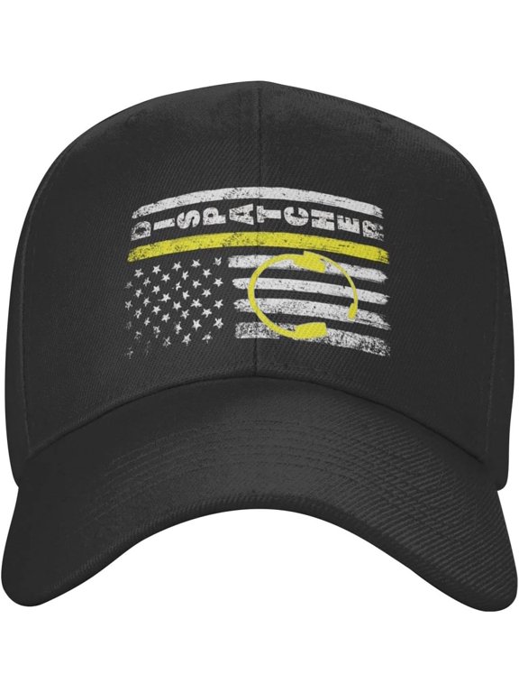 Number 911 Dispatcher Thin Gold Yellow Line Dispatch American Flag Hat Adult Adjustable Classic Casquette hat Baseball Cap