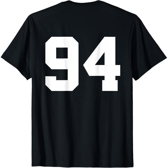 Number 94 Print On Back Only Cotton Team Birthday T-Shirt