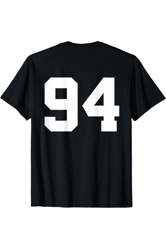 Number 94 Print On Back Only Cotton Team Birthday T-Shirt