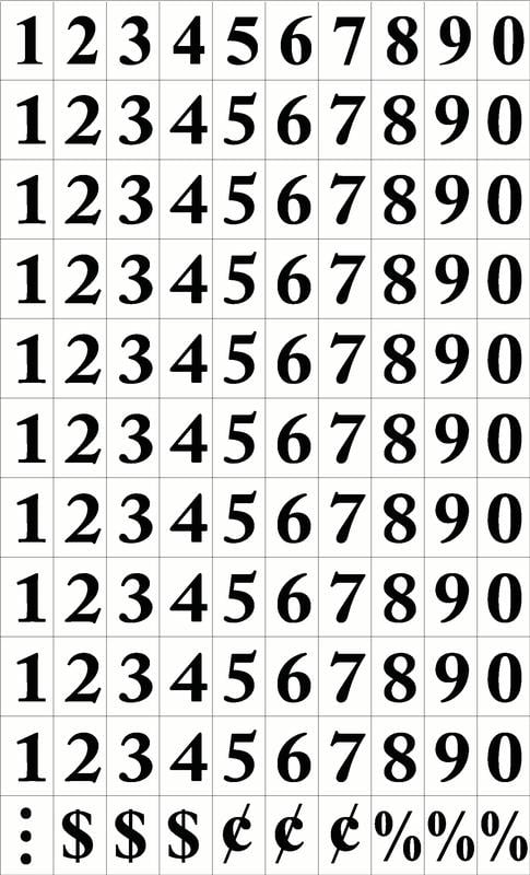 Number Accessory Magnets, Black on White