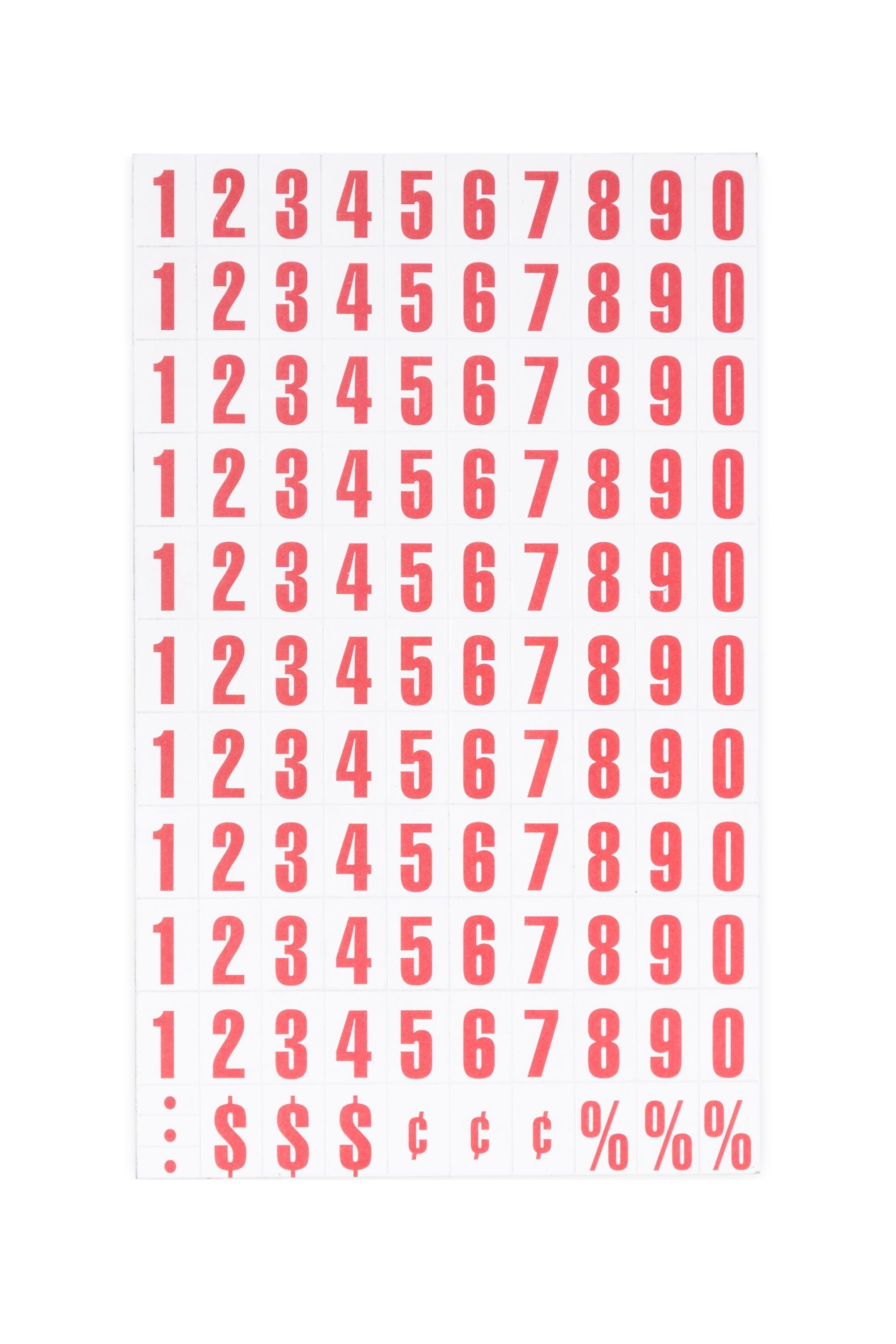 Number Accessory Magnets, Red on White