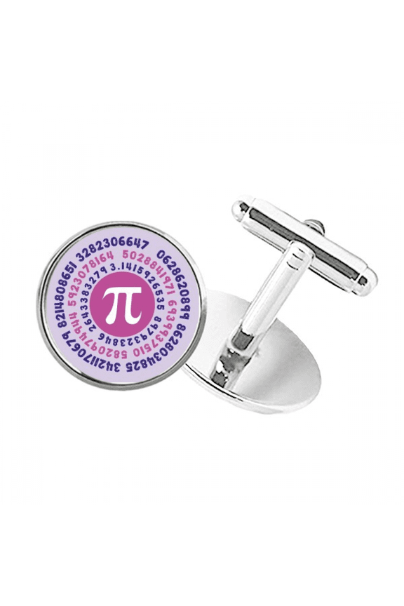 Number Around Pi Round Button Cuff Clip Stud Cufflinks