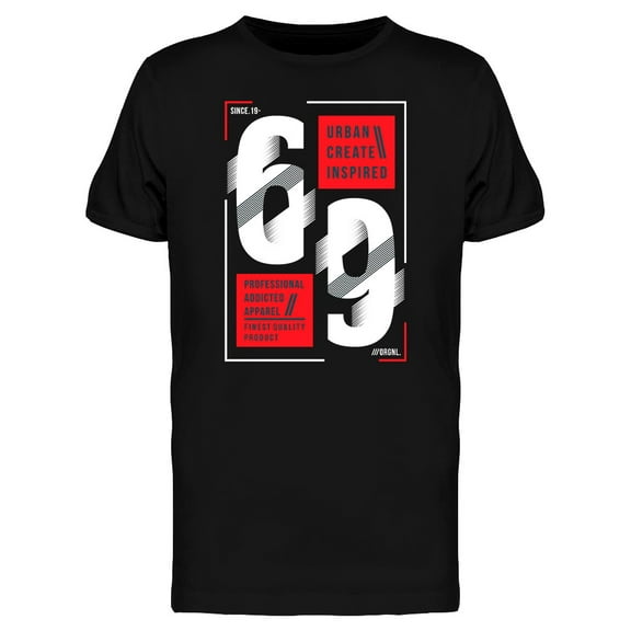 Number Art 1969 Typography T-Shirt Men -Image by Shutterstock, Male Large