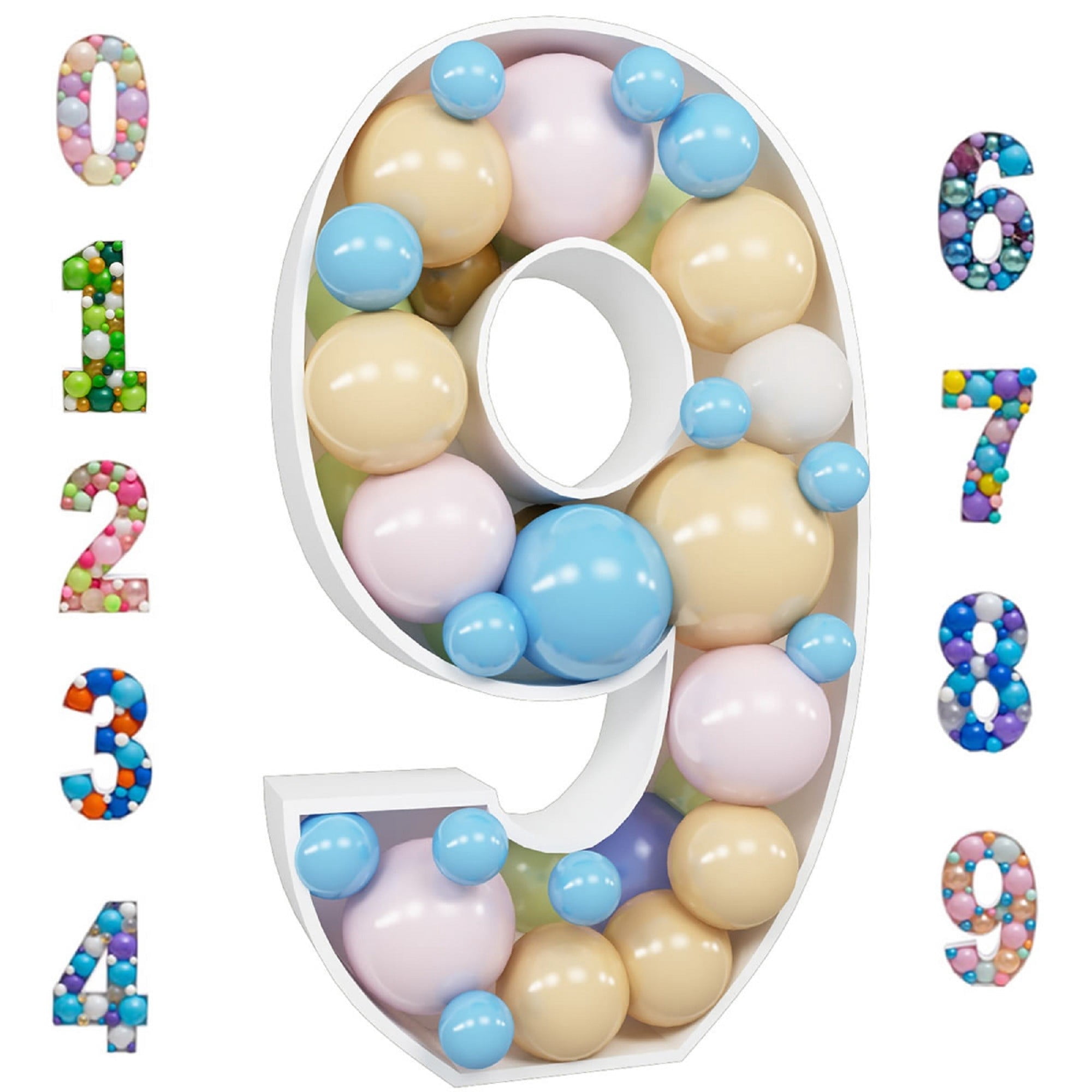 Number Balloon,Marquee Numbers 9 Pre-Cut Kit Cardboard Light Up Mosaic Numbers for Balloons Foam Board for 9th Birthday Giant Backdrop Boy Girl Party Anniversary Decorations