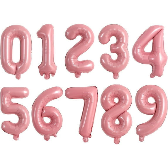 Number Balloons 16 Inch Light Pink 0-9 Number Mylar Foil Balloons 10 Pcs Custom Digital Balloons for Birthday Party Engagement Graduations Anniversary Baby Shower Decorations Party Supplies