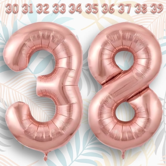 Number Balloons 38 Rose Gold 40 inch - Mylar Foil Helium or Air Fill Metallic Blush Gold Balloon - 38th Birthday Party Anniversary & Graduation Decor