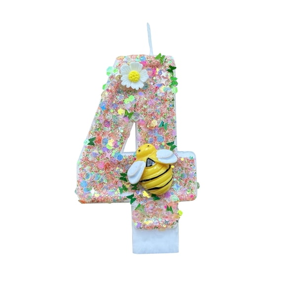 Number Bee Birthday Candle Cute Bumble Bee Theme Cake Topper for Kids Boys Girls Party Celebration Anniversary Decorations Decorative Wax Candle A453_Multicolor