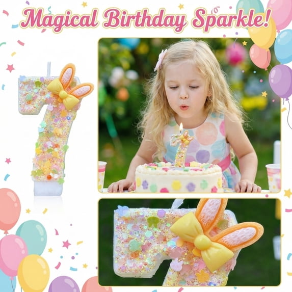 Number Birthday Candle, Cartoon Bunny Design, 1 Piece, for Kids Birthday Party Cake Decoration