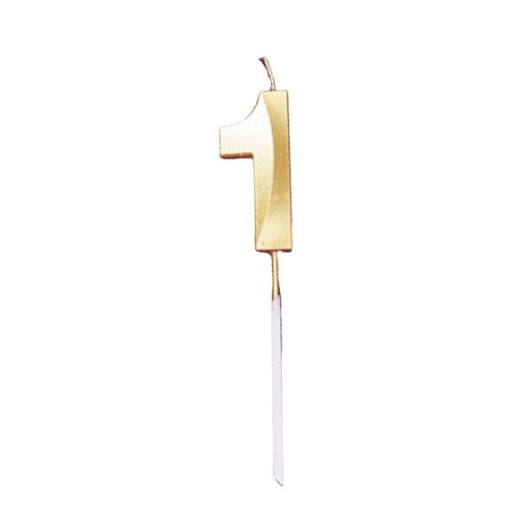 Number Birthday Candles,Champagne Gold Cake Topper,Metallic Anniversary Decoration,0-9 Digits Glitter Candle for Party Celebration Event,1-Count(1)