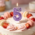 thumbnail image 1 of Number Birthday Candles, Purple Glitter Crown 0-9 Set Cake Topper Candles for Birthday Anniversary Milestone Party Dessert Decor, 1 of 6
