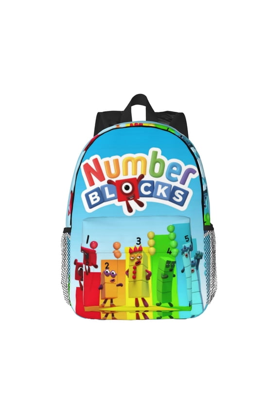 Number Block Backpack Bookbag with Adjustable Straps, Durable Lightweight with Large Capacity 15 In