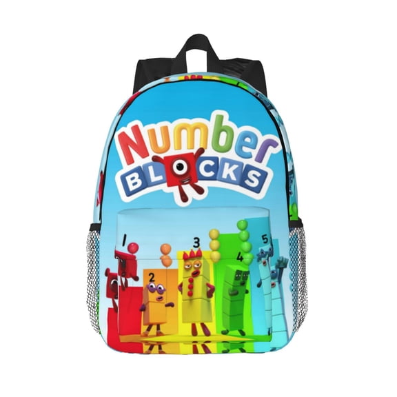 Number Block Backpack Bookbag with Adjustable Straps, Durable Lightweight with Large Capacity 15 In