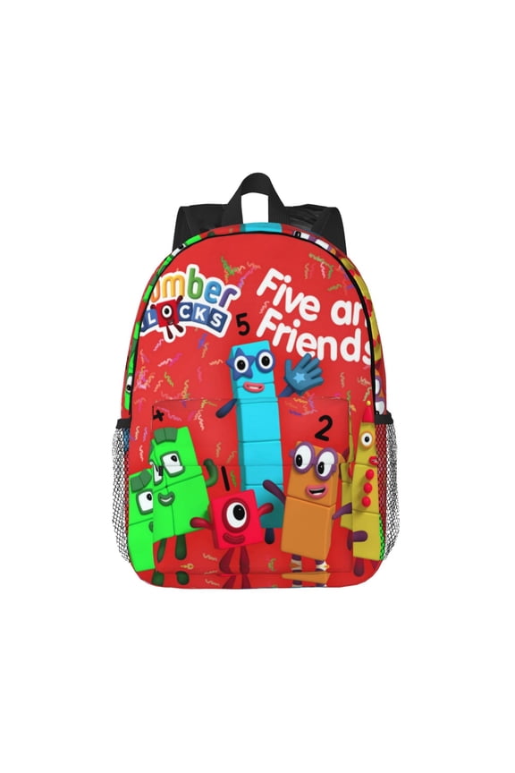 Number Block Backpack Bookbag with Adjustable Straps, Durable Lightweight with Large Capacity 15 In