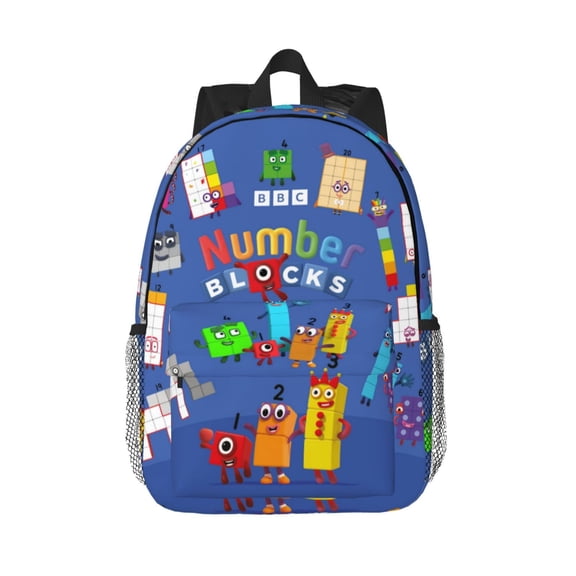 Number Block Backpack Bookbag with Adjustable Straps, Durable Lightweight with Large Capacity 15 In