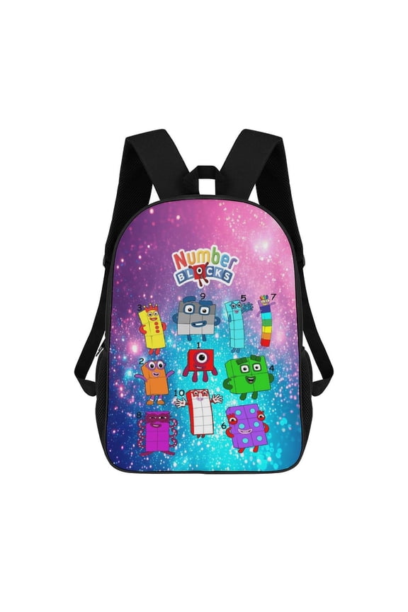 Number Block Backpack Cartoon Bag Casual Shoulder Daypack Large Capacity Laptop Bags 17in