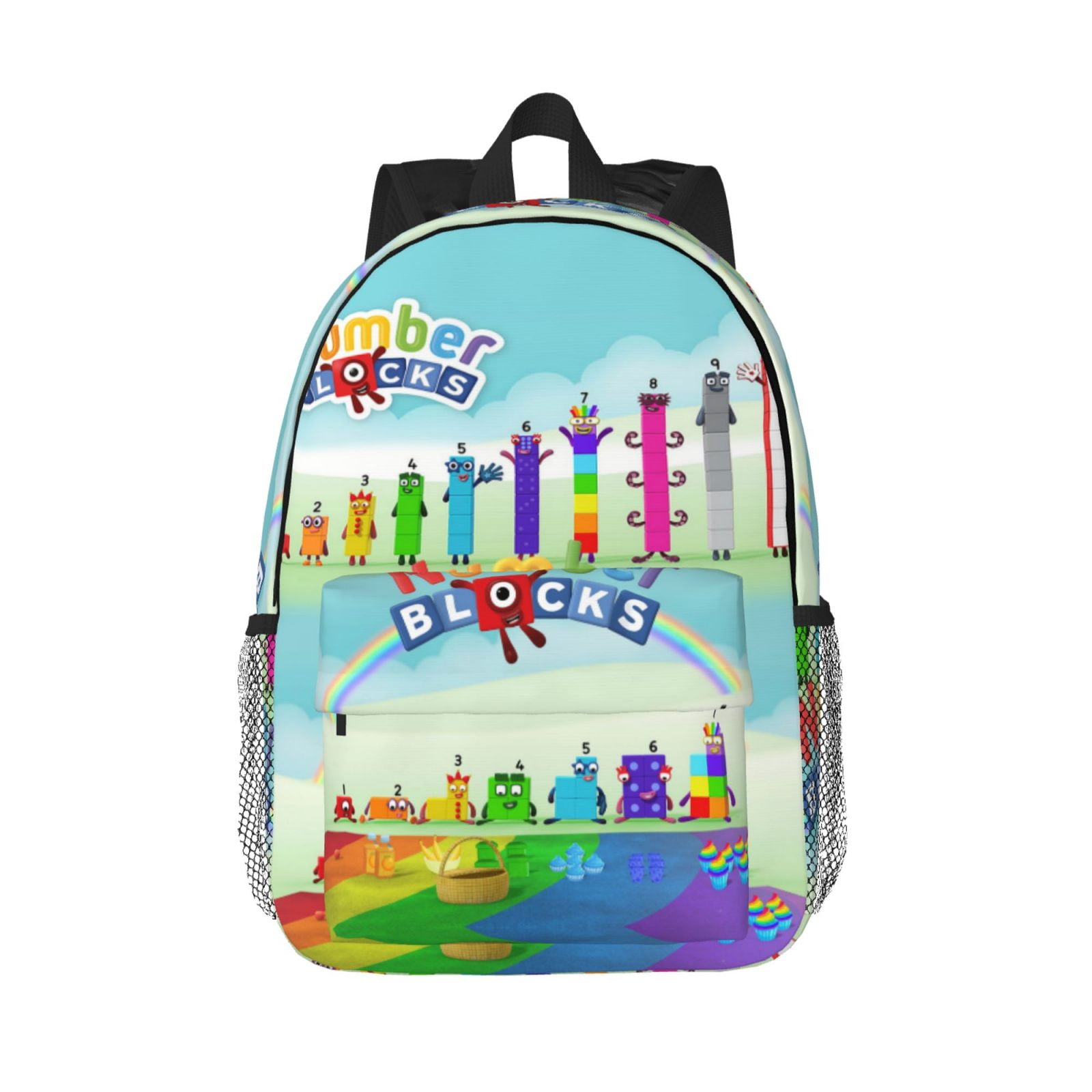 Number Block Backpack Bookbag with Adjustable Straps