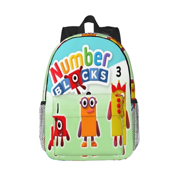 Number Block Backpack for Bookbag with Adjustable Straps, Durable Bag with Large Capacity 15 In