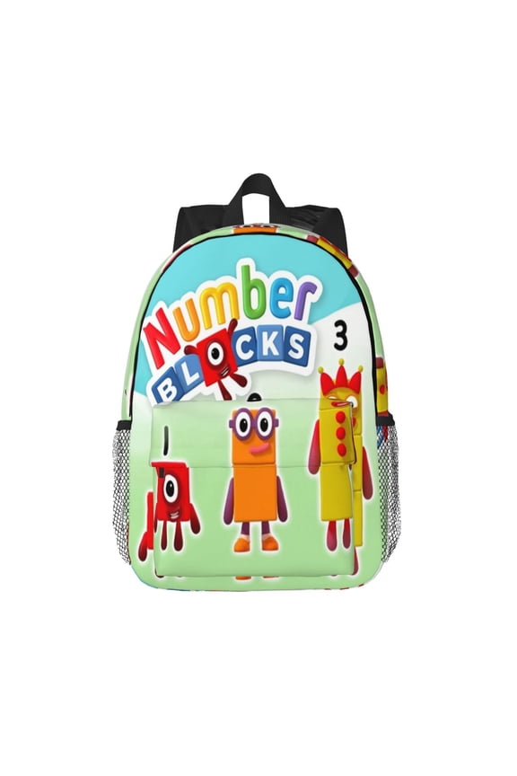 Number Block Backpack for Bookbag with Adjustable Straps, Durable Bag with Large Capacity 15 In