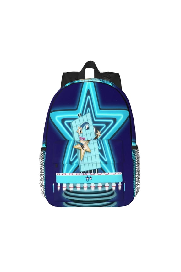 Number Block Backpack for Bookbag with Adjustable Straps, Durable Bag with Large Capacity 15 In