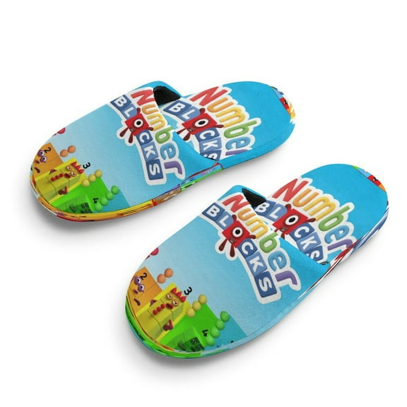 Number Block Slippers for Kid Soft Slippers Slip-On Print Outdoor Home Slipper