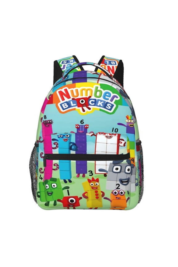 Number Blocks (3) Cartoon Casual Backpack Laptop Student Travel Backpacks Schoolbag Bookbag Bags For School