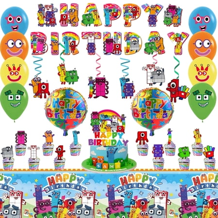 Number Blocks Birthday Party Supplies, Number Blocks Party Decorations Set- Number Blocks Birthday Decorations Banner Tablecloth & Balloons Cake Topper etc Number Blocks Party Supplies