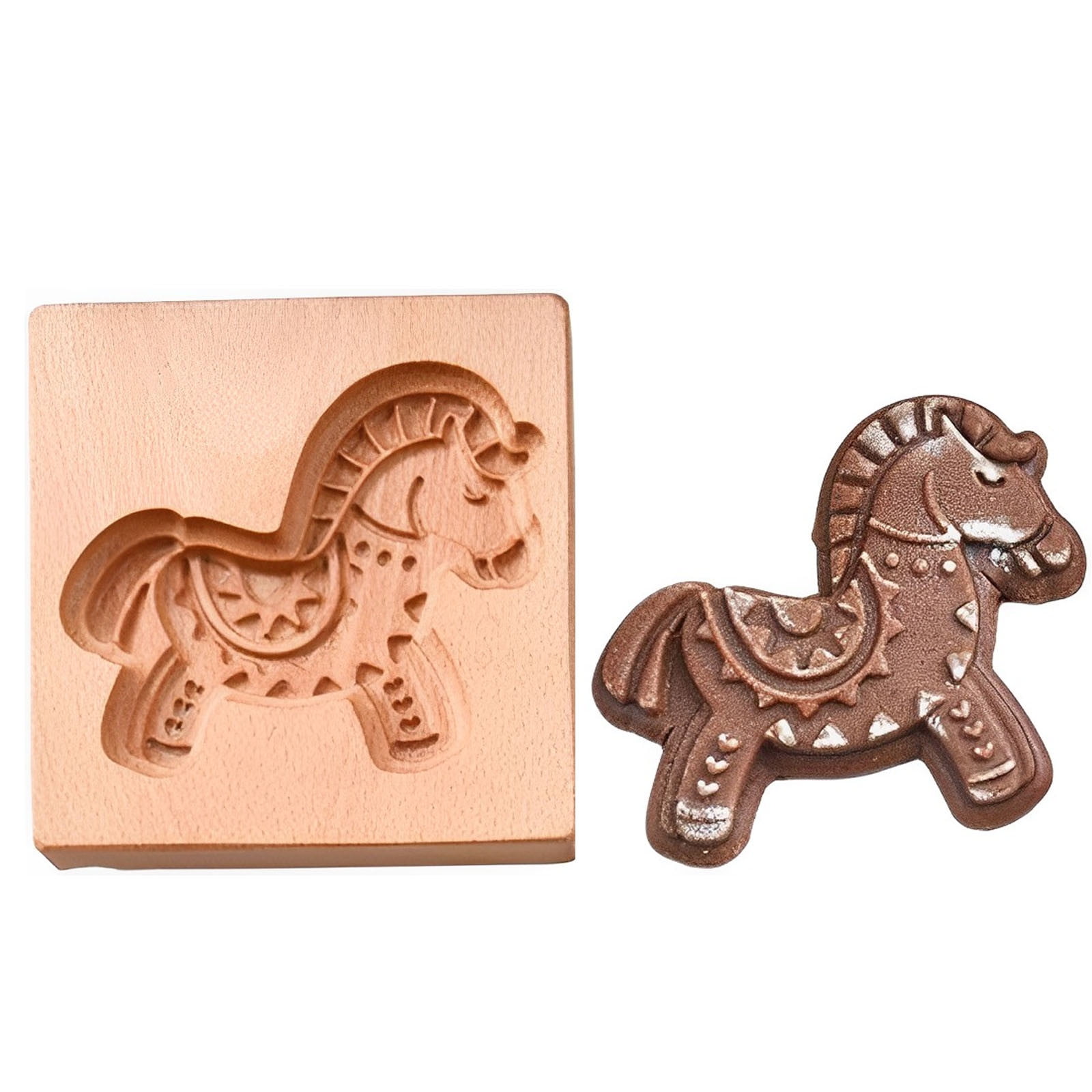Number Cake Stencil Cookie Wooden Horse Cookie Stamp Embossing Craft