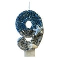 thumbnail image 1 of Number Candle 0-9 Birthday Cake Decoration Sea Star Theme Party Supplies Blue Glitter Wax Digital Candle Single Piece, 1 of 6